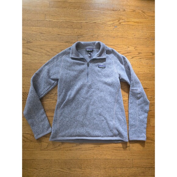 Patagonia Better Sweater Womens Size Medium Gray 1/4 Zip Fleece Embroidered Logo - Picture 2 of 7